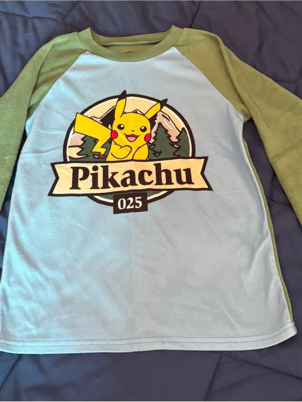 Pokémon Fleece Kids Pajama Set - Green and Light Blue with Pikachu Design
